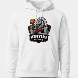 Felpa bianca Logo Virtus Sicana con cappuccio